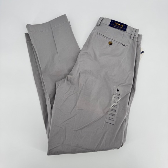 Polo Ralph Lauren Mens Classic Fit Stretch Chino Pants Size 32x34 Gray NWT - Picture 1 of 6